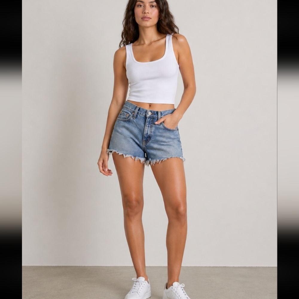 Vintage DENIM REPUBLIC Y2K Cut Off Frayed Shorts 3/4 100% Cotton